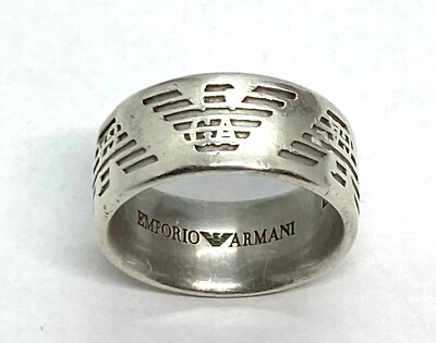 Empario Armani Sterling Silver Eagle All Around Band Ring Size