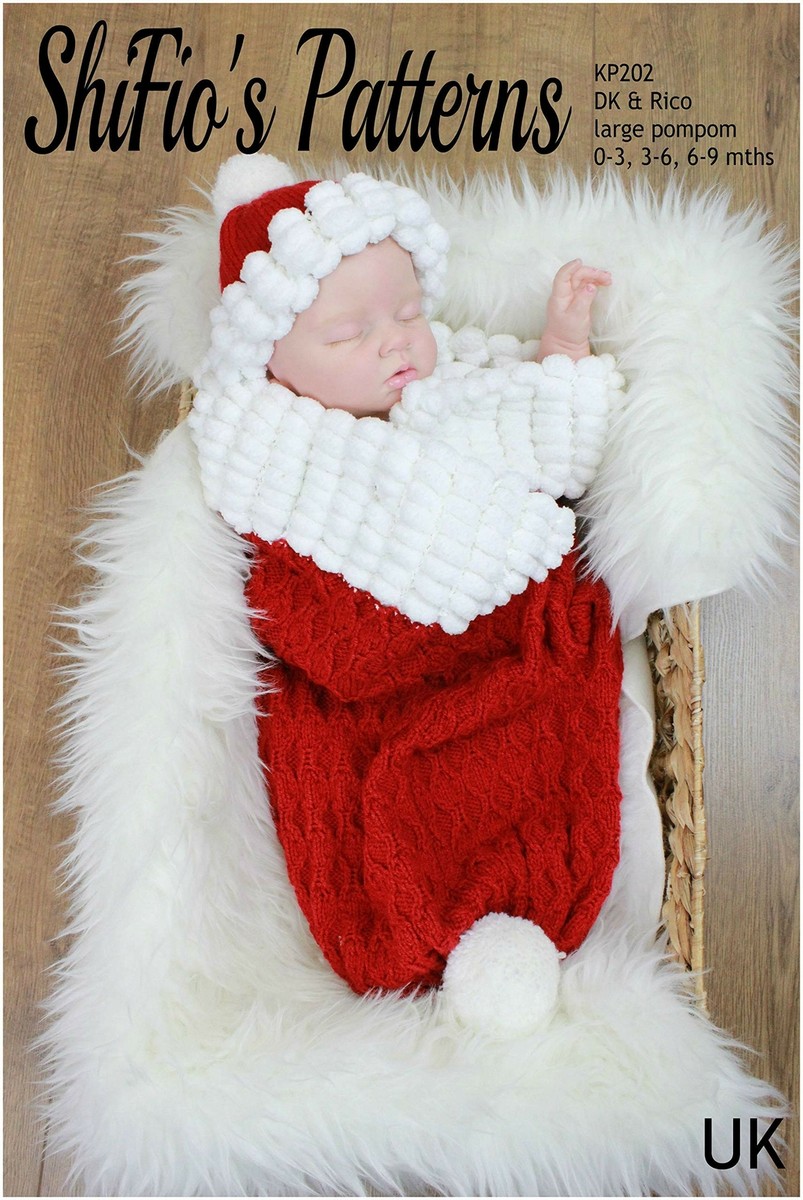 Knitting Pattern for Baby cocoon, Rico Pom-pom Yarn and Double