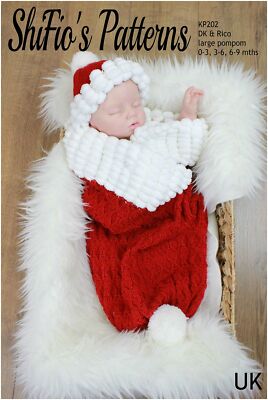 Knitting Pattern for Baby cocoon, Rico Pom-pom Yarn and Double