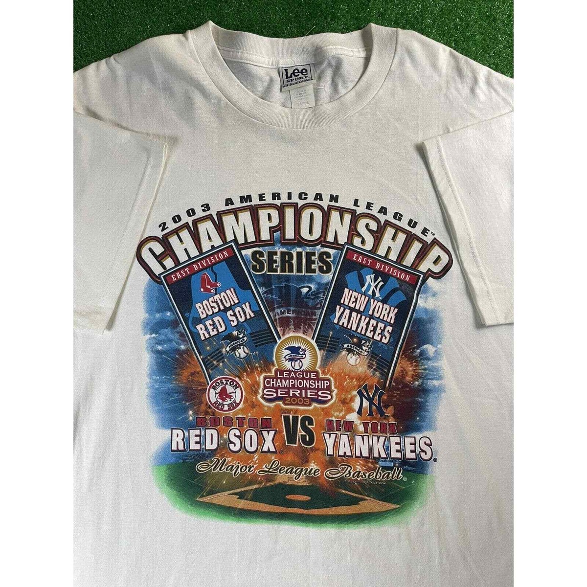 Vintage Y2K 2003 New York Yankees Champions Large XL White Shirt 