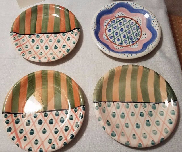 LOT of 4 Ceramic 8.5 inch Dessert Plates, Whimsical Designs eBay
