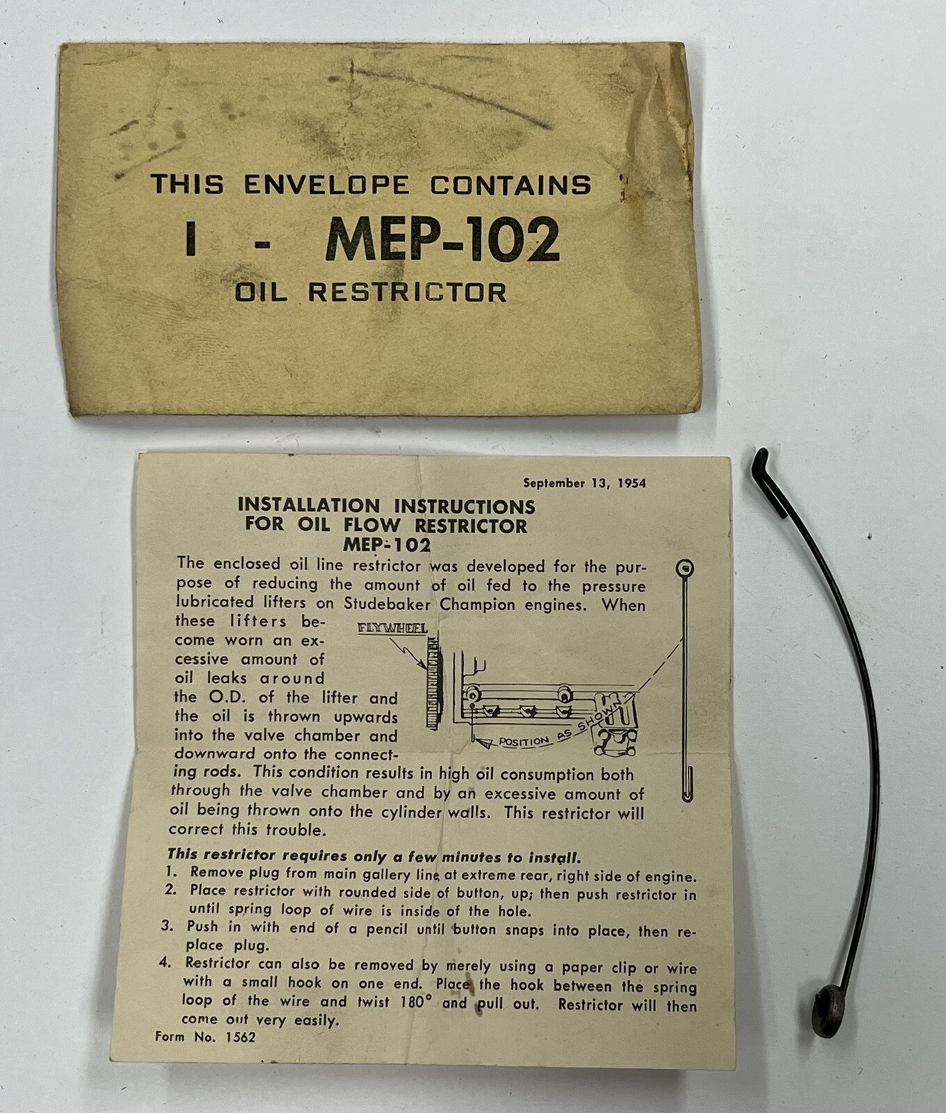 Studebaker Champion Oil Pressure Restrictor MEP102 eBay