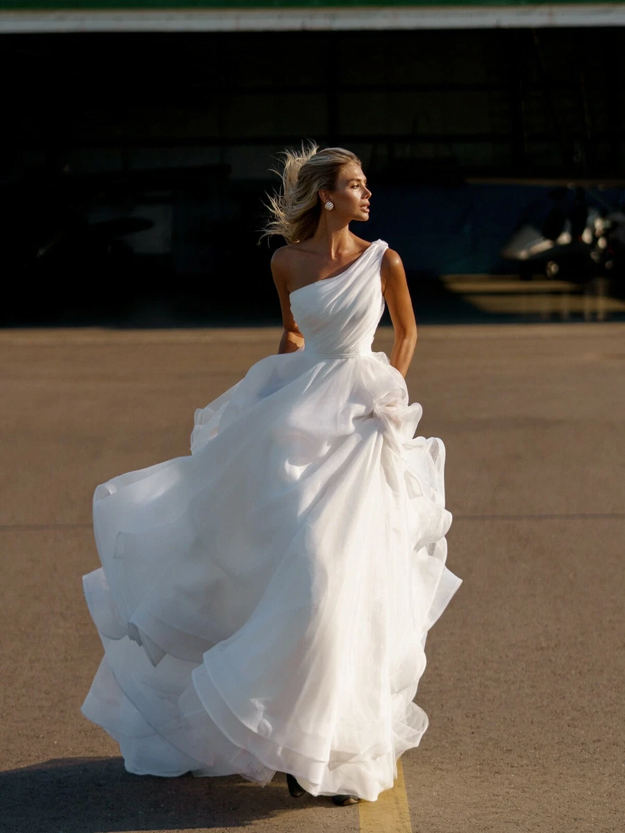 one shoulder wedding dress