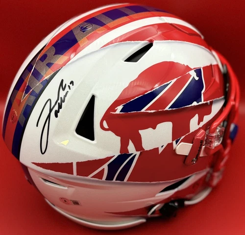 Josh Allen Signed Fully Painted Ripped Buffalo Bills Speedflex Helmet - BAS