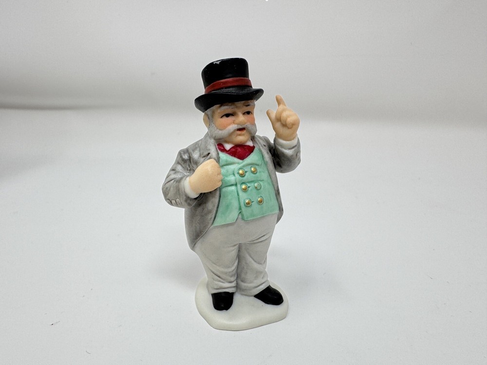 Vintage Lefton Colonial Village Accessory 10958 Man With Top Hat Banker 1996