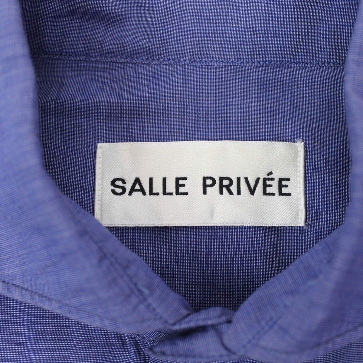 Salle Privée Blue End-on-End Cotton Cutaway Collar Slim Dress Shirt 15/38 Italy View 6