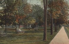 Park People Sitting on Park Bench Richfield Springs New York 1943 Postcard