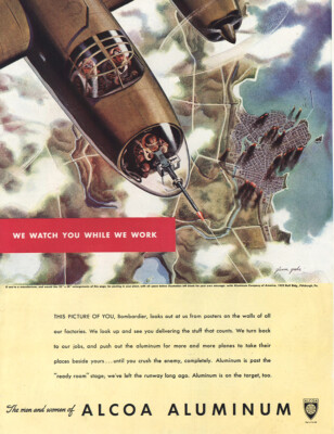 1943 Alcoa Aluminum: We Watch You While We Work Vintage Print Ad