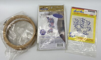 Bucilla Aunt Martha Embroidery Kits Supplies Lot Donna Dewberry Pillow cases