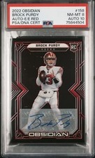 2022 PANINI OBSIDIAN # 158 BROCK PURDY 🔥#5 of 10 🔥AUTOGRAPH-ELECTRIC ETCH RED