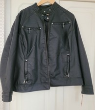 Joujou Black Faux Leather Jacket Size 2x New With Tags.