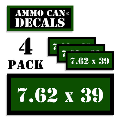 7.62 X 39 Ammo Can 4x Labels Ammunition Case 3''x1.15'' stickers decals 4 pack GR