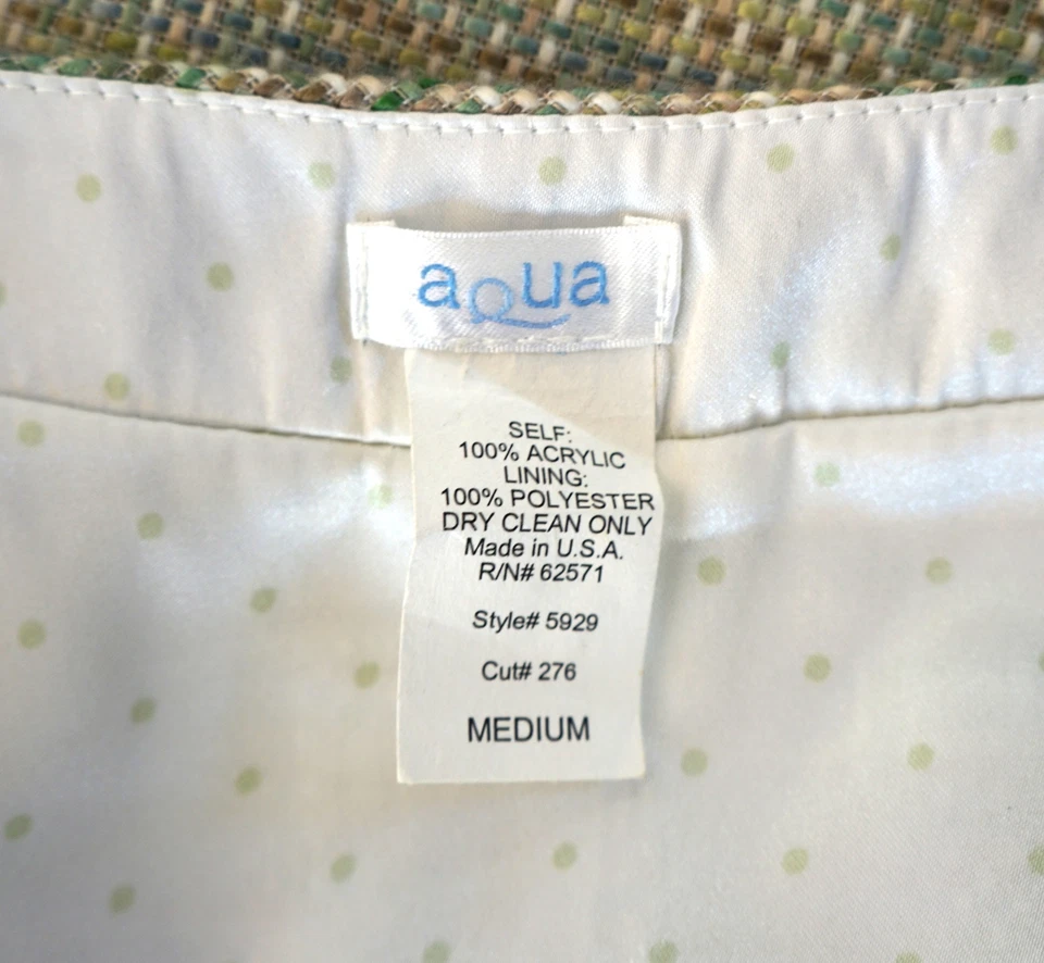 Falda de rodilla acanalada de tweed verde deshilachado talla M AQUA NUEVA Foto 3 de 4