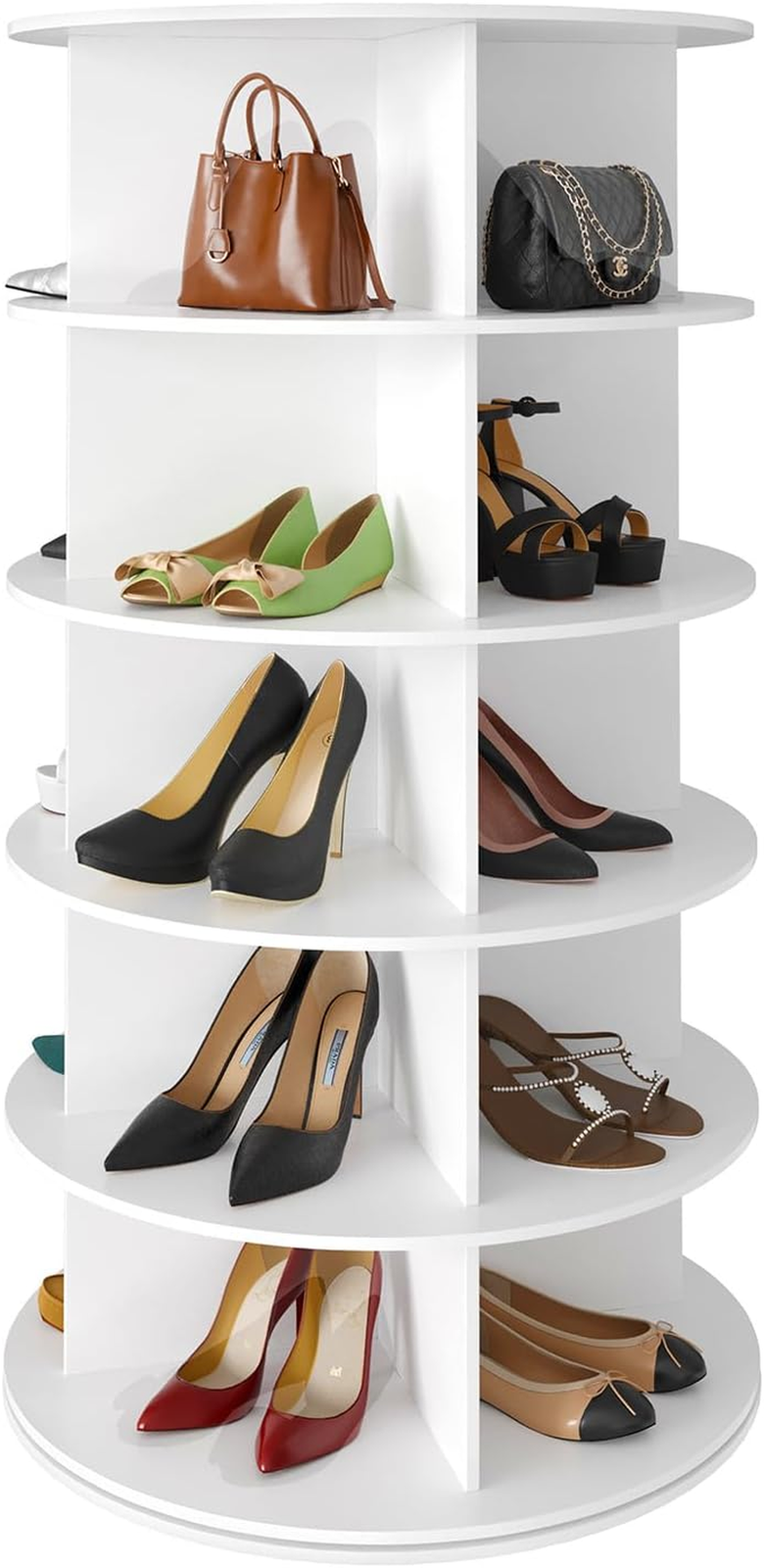 360° Spinning 5-Tier Shoe Rack Tower – Space-Saving Lazy Susan Organizer
