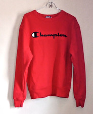 Champion Sweatshirt Size Small Red Spellout Logo Pullover Crew