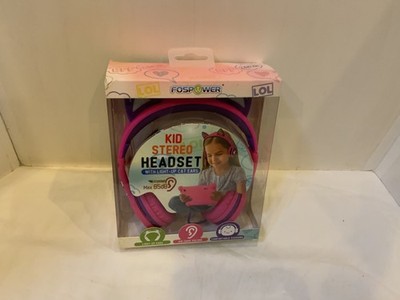 Kids Wired Cat Ears Headphone Light Up Girl Pink 3.5mm jack kid-safe volume 85dB