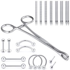 Vsnnsns 9 Style 316L Surgical Steel Body Piercing Tools Kit Piercing Clamps F...
