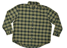 The Foundry Easy Care Men's Button Down Shirt Green Plaid Size 2XL Cotton