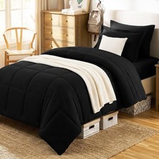 Twin XL Comforter Set, 5Piece Bed in a Bag, Black