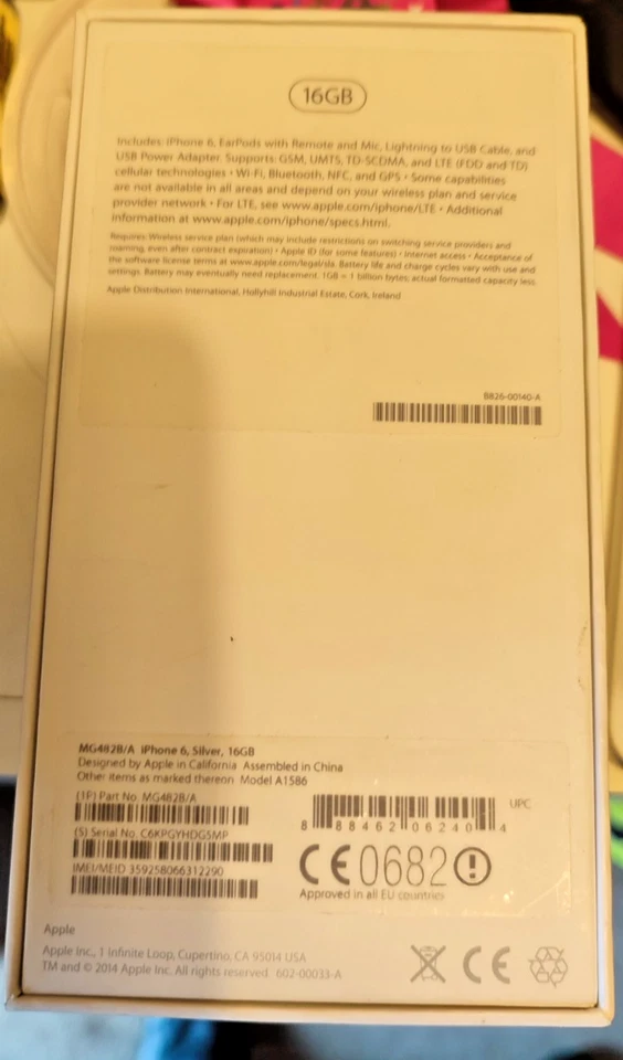 Boxed Apple iPhone 6 16GB 4G Silver - Grade Pristine Condition - Image 4 of 4