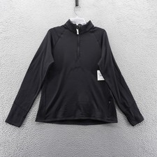 DSG Womens Run Grid Fleece Pullover Black XL 1/4 Zip Athletic NEW