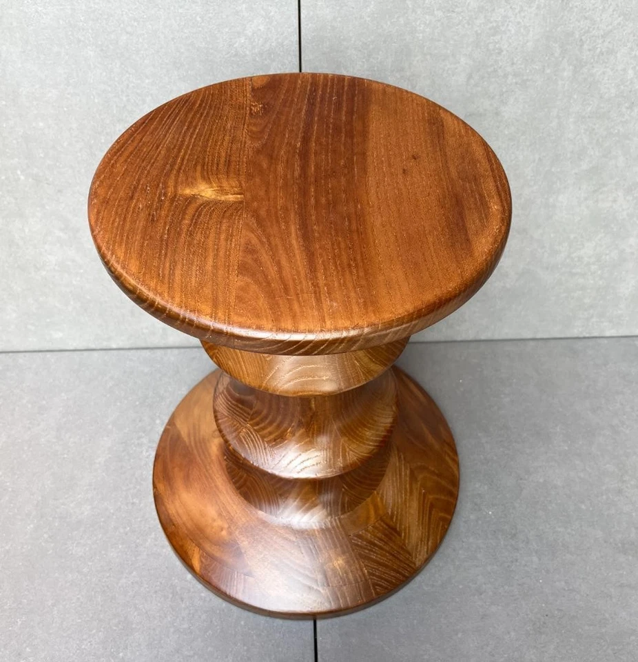 Eames Style Walnut Stool C Type Reproduction Mid Century Modern Design - Image 4 of 4