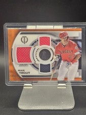 2019 Topps Tribute - Tribute Triple Relics Mike Trout #TTR-MT Orange /25 (MEM)