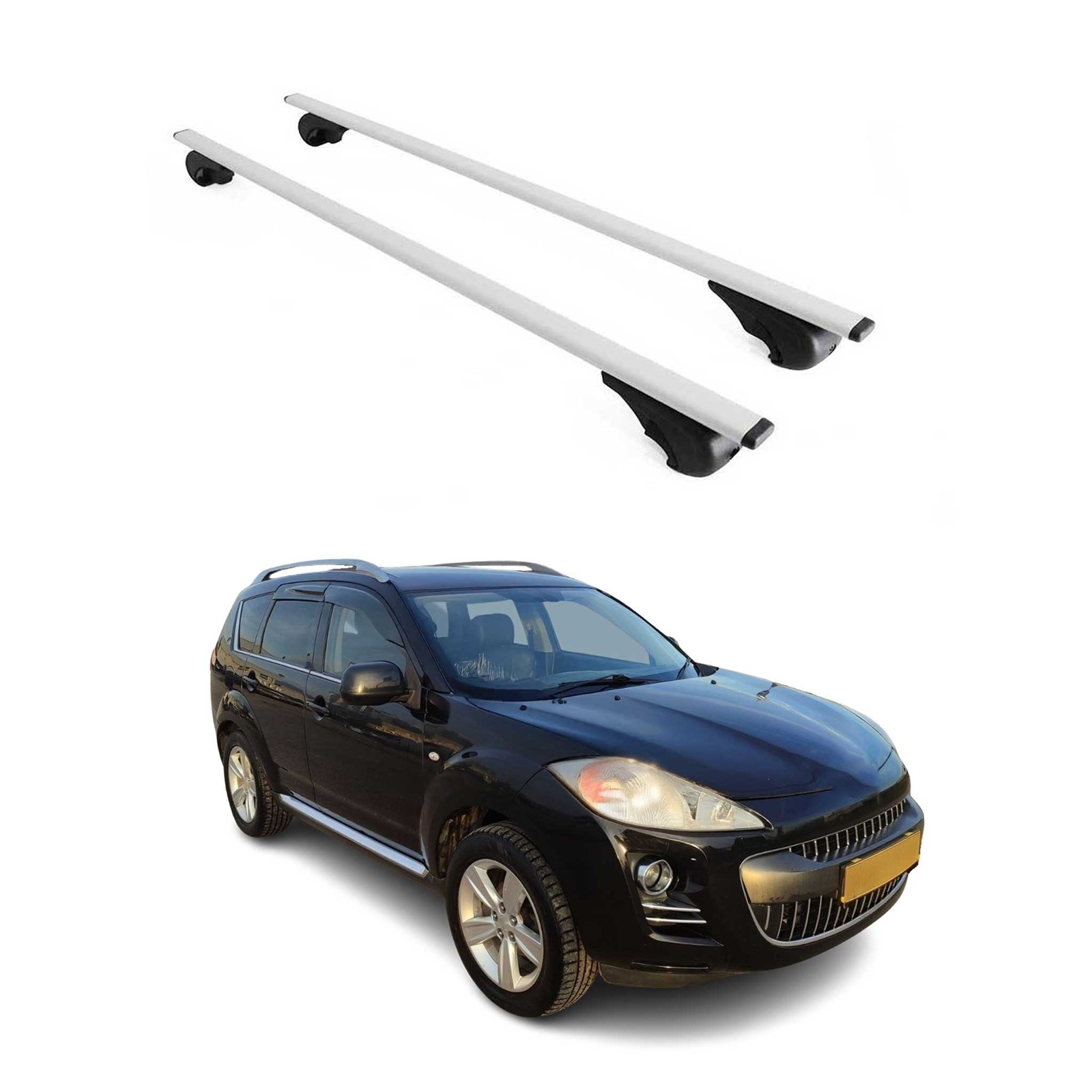Barres de toit Peugeot 4007 transversales en fer pour coffre de toit et vacances d'hiver