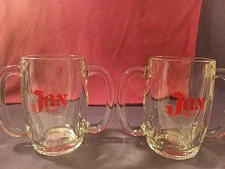 Jax Beer Double Fisted Mug Heavy Glass 5in.tall New Orleans Louisiana Set of 2