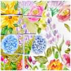Bulk ACEO Original Watercolor Painting Floral Gold Mini Art Puzzle Signed — photo 3