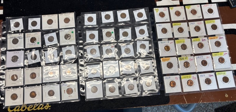 SIXTY (60) Small Cents 1880-1959 Indian to Memorial Various Grades See Photos