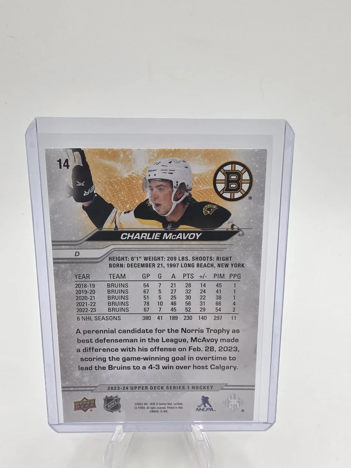 2023-24 Upper Deck Series 1 Exclusives /100 Charlie McAvoy #14 - Image 4 of 4