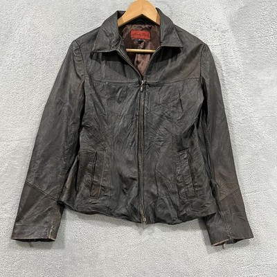 Vintage Nicola Berti Leather Jacket Womens Small Italian Genuine 90s Zip