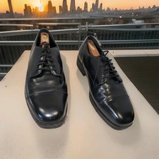 Hush Puppies SZ 10.5 W Mens Oxford Black Leather LaceUp Dress Shoes NICE SBSM8