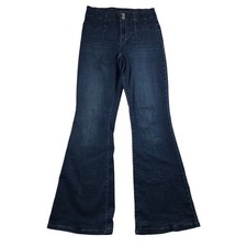Lucky Brand Womens High Rise Flare Jeans Dark Wash Double Button Size 8/29 R