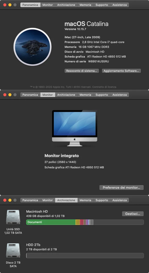 Apple iMac 27" Late 2009 - Core i7 16GB RAM SSD 1TB + HDD 2TB mouse e tastiera - Immagine 4 di 4
