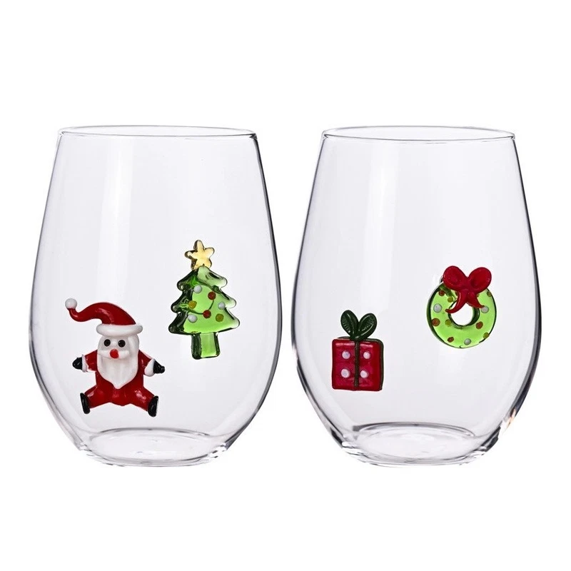 Set Regalo 2 Bicchieri Acqua Natalizi BRANDANI W il Natale Confezione Coppia, fotografia 3 di 3
