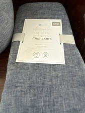 NWT Pottery Barn Baby Belgian Flax Linen Crib Bundle Chambray Blue