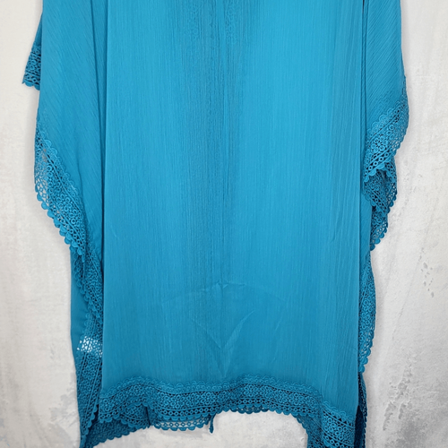 Cupshe Teal Crochet Trim Beach Cover Up One Size - Afbeelding 10 van 10