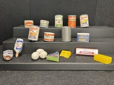 Vintage Pretend Play Kitchen Grocery Mini Brand Food Lot Of 18 Made In Hong Kong