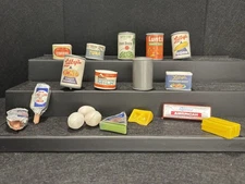 Vintage Pretend Play Kitchen Grocery Mini Brand Food Lot Of 18 Made In Hong Kong