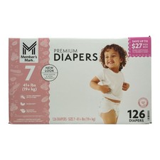 Member's Mark Premium Diapers, Hypoallergenic, Size 7 41 lbs. , 126ct
