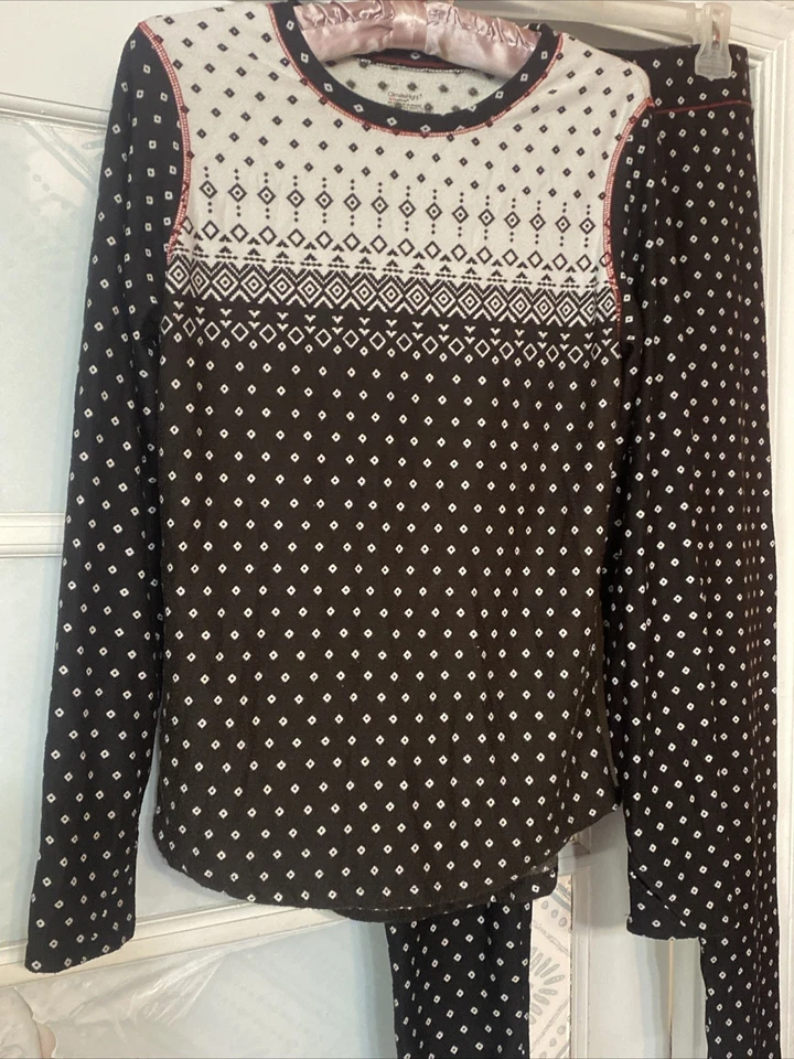 Juego de pijama manga larga Cuddl Duds 2 piezas negro estampado nórdico talla mediana Foto 2 de 4