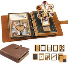 Handmade Genuine Leather Scrapbook Photo Album   DIY 3D Interactive Photo Book