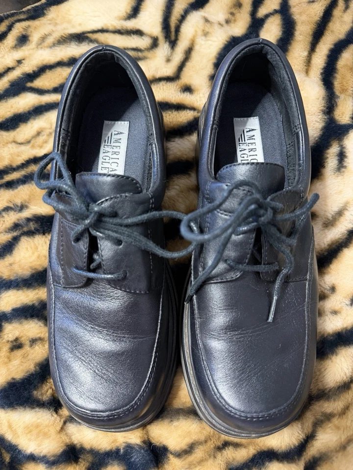 Oxford American Eagle Talla 8 Cuero Negro Kimber Y2K Oxfords Y2K Plataformas Foto 2 de 4
