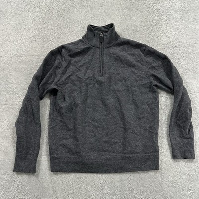 Untuck it Sweater Men's M Shrunk 1/4 Zip Gray Extra Fine Merino Wool