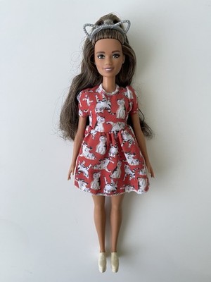 Year 2017 Barbie Fashionistas #97 Petite Hispanic Doll FJF57 Red Meow Mix Dress