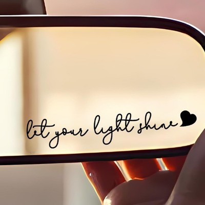 3X Let Your Light Shine Car Mirror Decals - Rearview Mirror Stick Color: Black