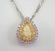 Lab Created Citrine 3Ct Pear Cut Halo Pendant 14K White Gold Plated Free Chain
