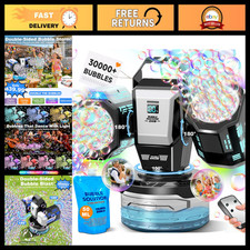 Rechargeable Bubble Machine for Kids Party - RGB Lights, Remote Control, Fun Toy